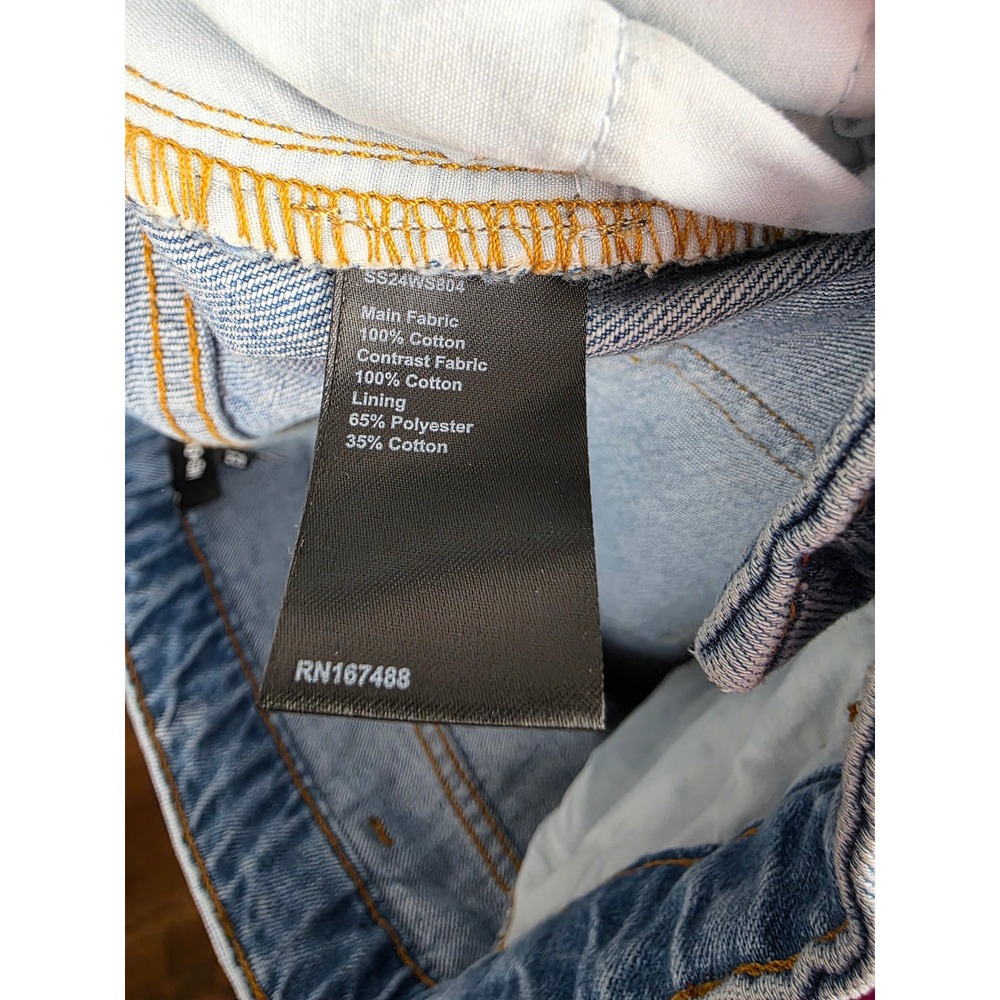 ME+EM Denim Jean Maxi Skirt Blue A Line Distressed Raw Hem Size 8 - Picture 8 of 8